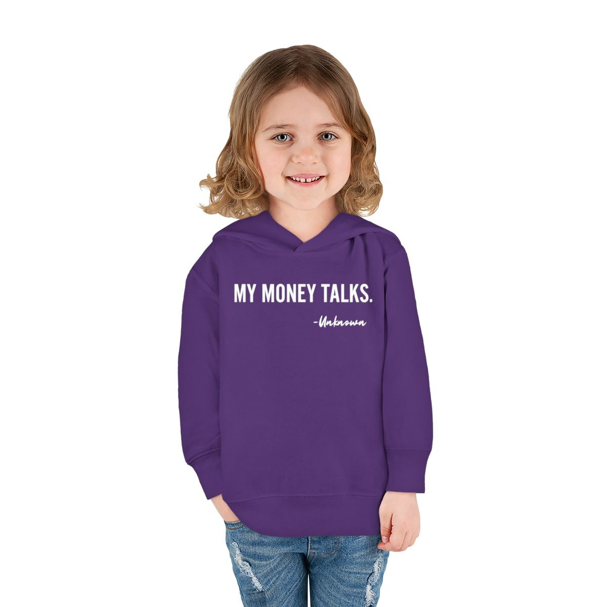 Toddler Hoodie — "My Money Talks" Quote Pullover for Kids