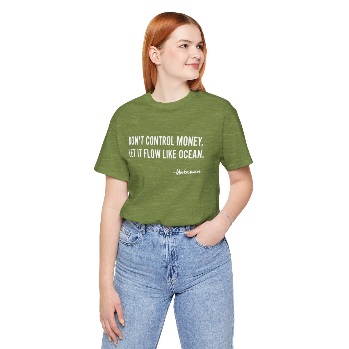 Money Wisdom Graphic Tee — "Don't Control Money, Let It Flow Like Ocean"