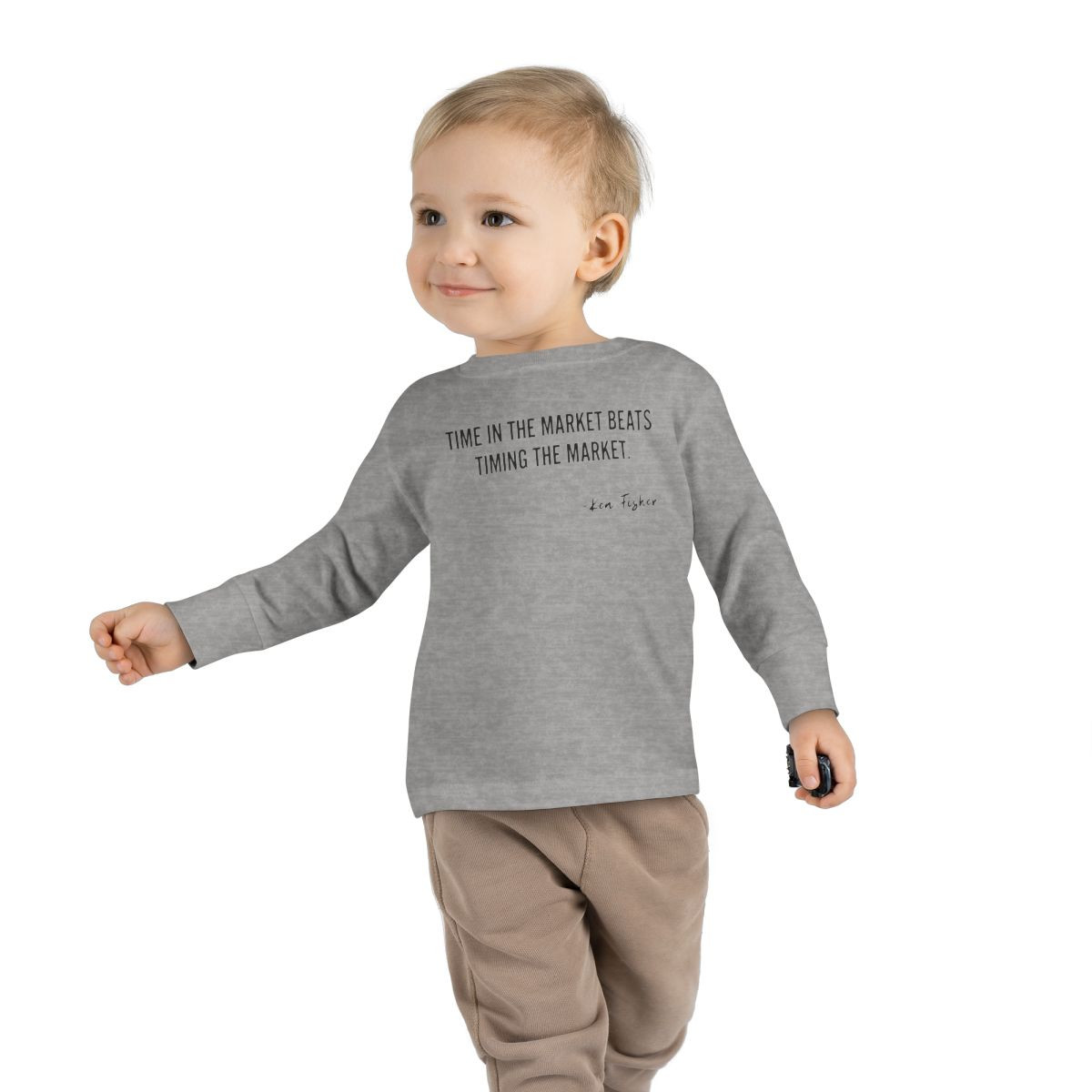 Toddler Tee — 'Time in the Market Beats Timing the Market' Long Sleeve Baby Shirt