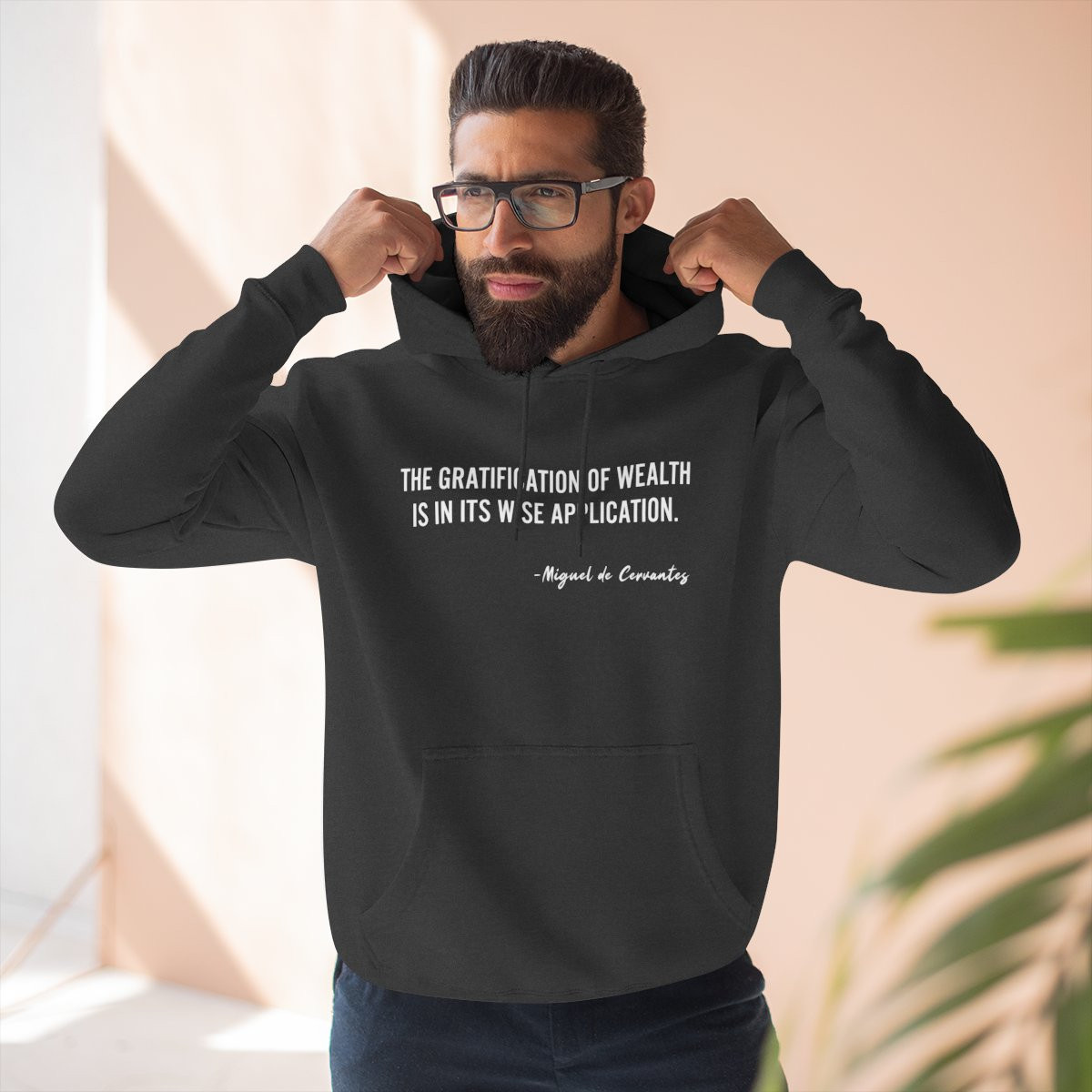 Inspirational Quote Hoodie - 'Wealth is the Ability to Fully Experience Life' Cozy Fleece Pullover