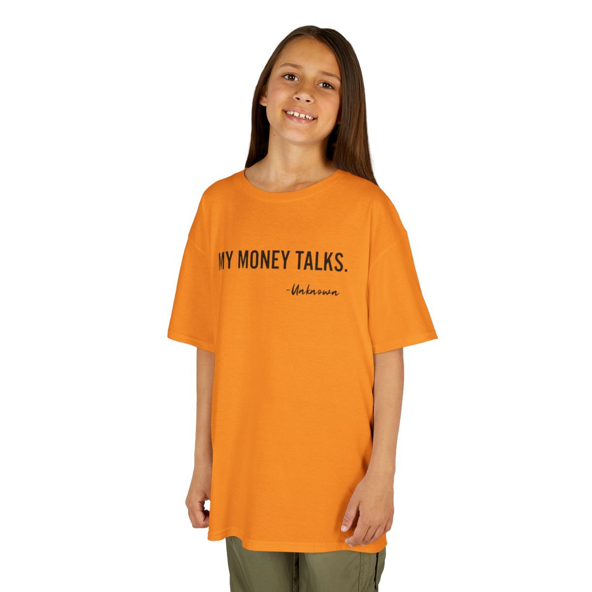 Kids Tee — "My Money Talks" Minimalist Quote Shirt